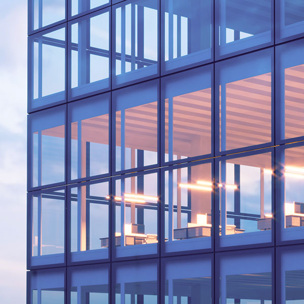 Commercial glass building outside