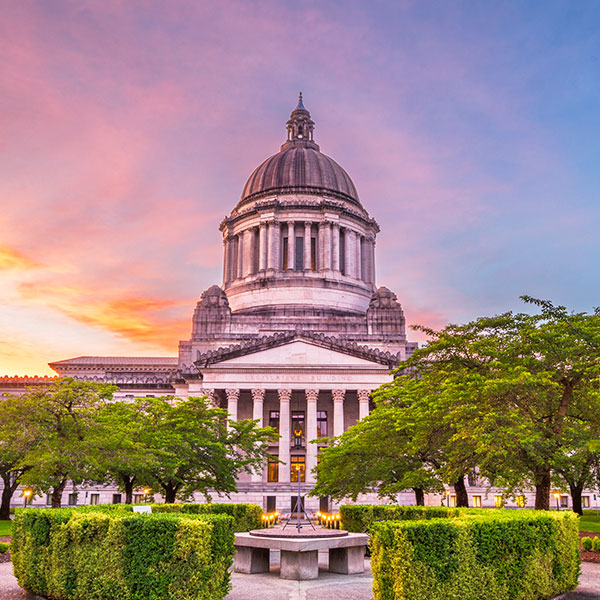 State government building sunset