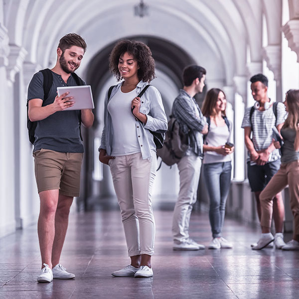 University students walking