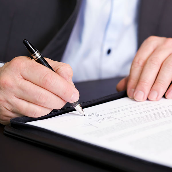 Legal document signing contract