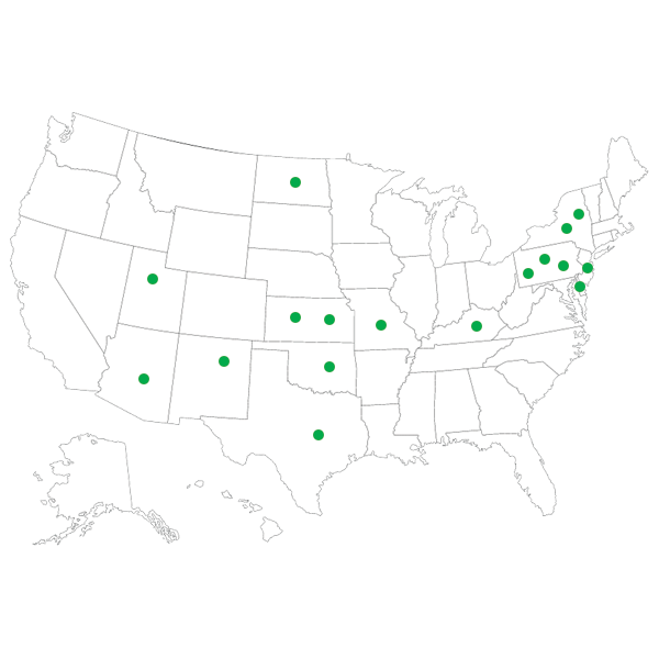United States map with contracts identified