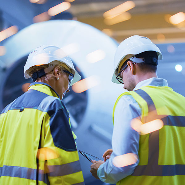 Manufacturing workers talking sparks