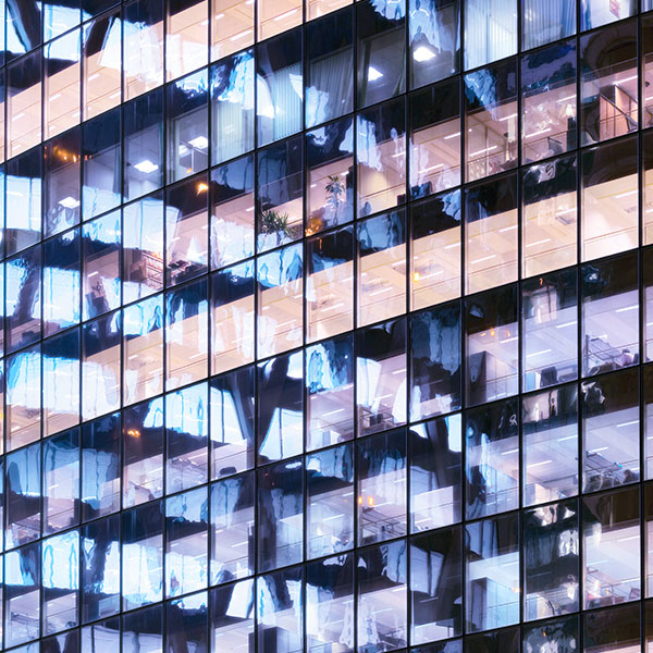 Bright glass office building