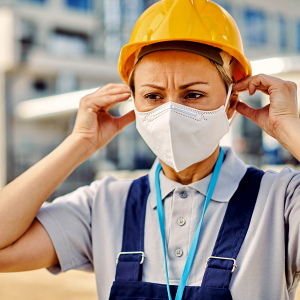 Protective masks in the work environment.