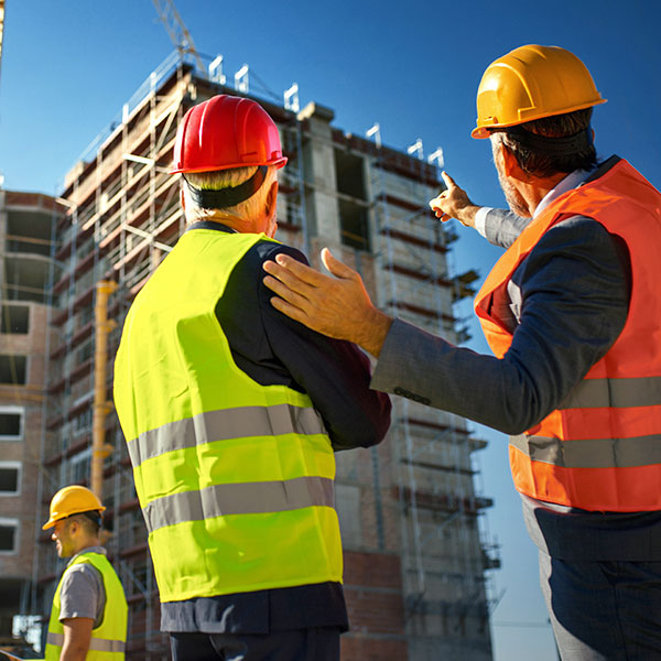 Men talking about construction site