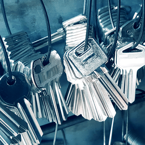 Standard and master keys for building entry.