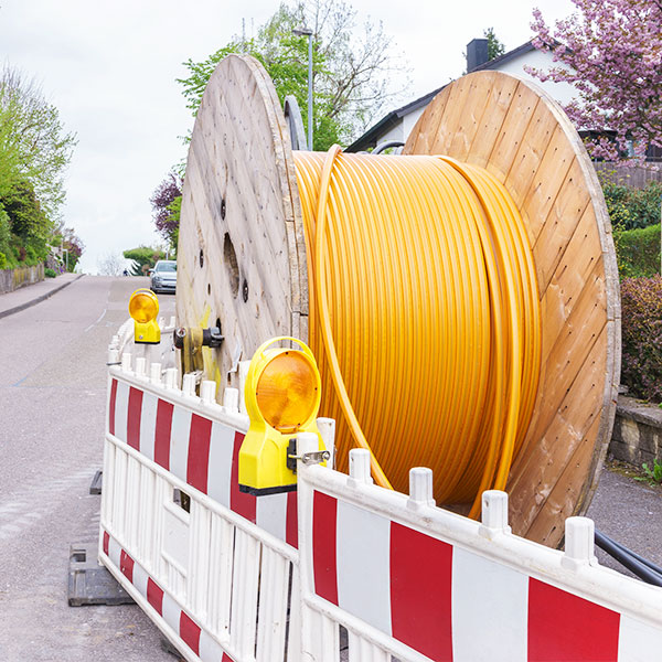 Fiber reel on bright road