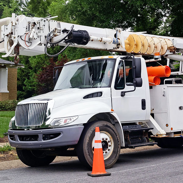 Utility truck providing emergency services