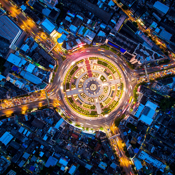 Traffic Circle Night Macro