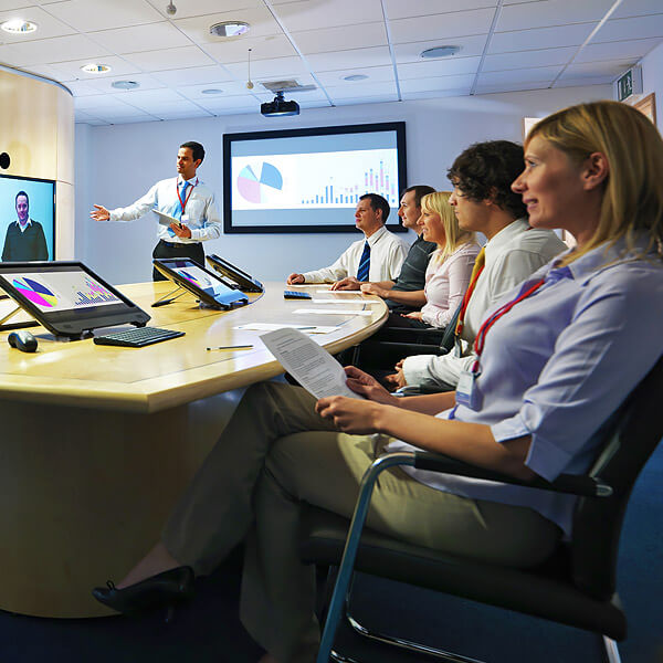 Communications Networking Professional Audio and Video Meeting AV Woman Smiling