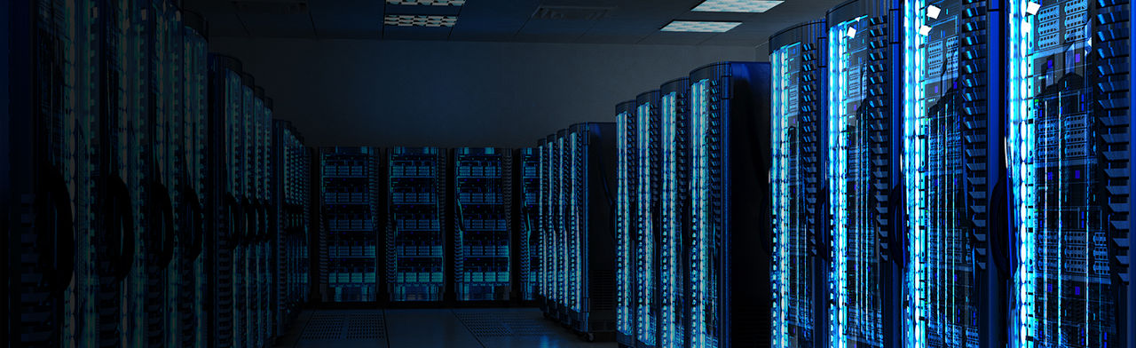 Blue servers in data center