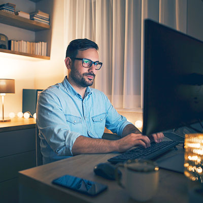Man working in home office