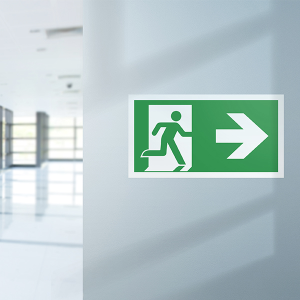 Exit sign in commercial building
