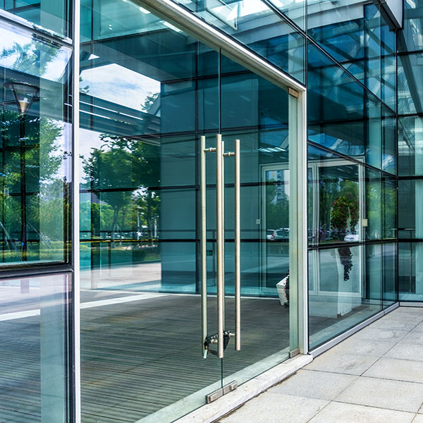 Secure doors commercial office building.