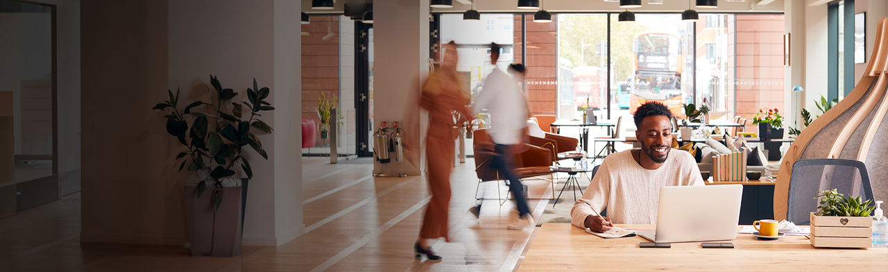 Workers in a bright modern office