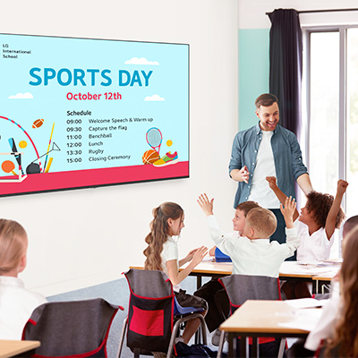 Interactive screen in classroom