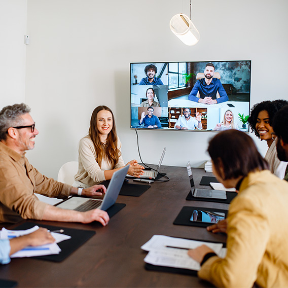Conference room hybrid meeting