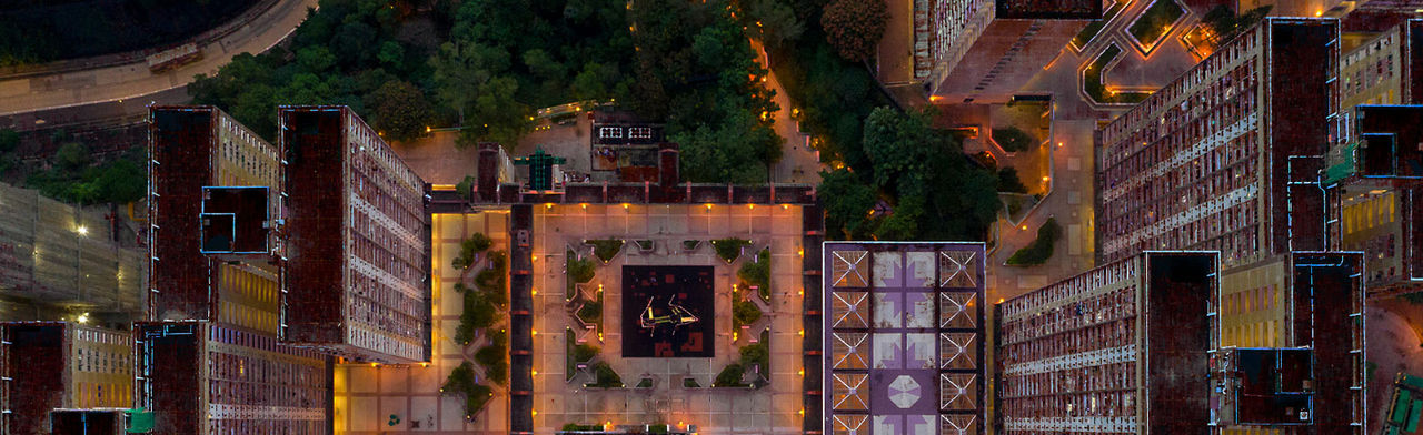 Napco aerial view of city buildings at night
