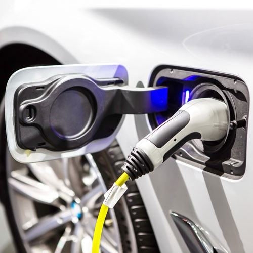 Electric car charging with visible cable