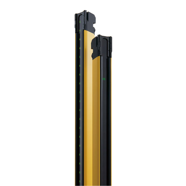 Industrial safety light curtains, yellow and black