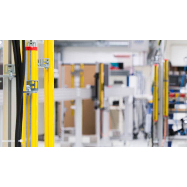 Industrial workspace with safety equipment