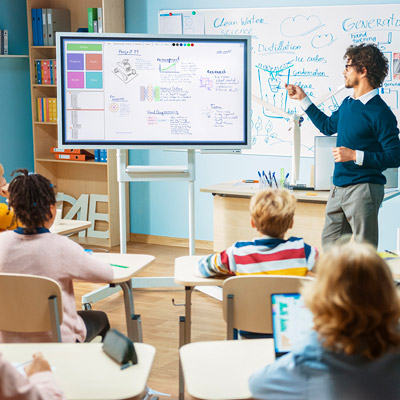 AV technology in classroom.