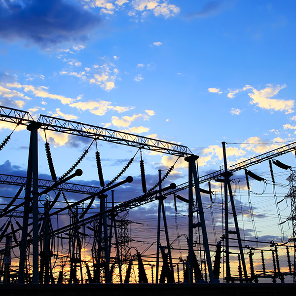 Substation site at sunset