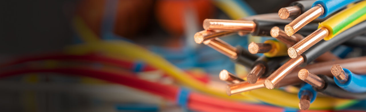 Closeup of copper cables