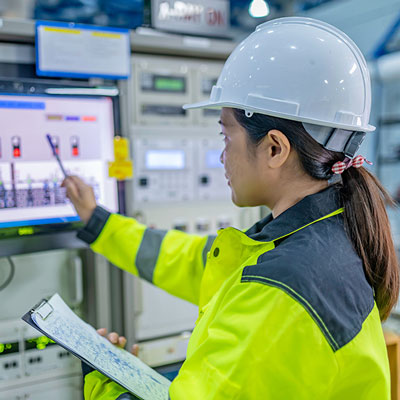 Electrical Safety Programs Female Engenieer Clipboard Monitoring