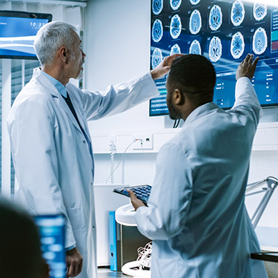 Medical professionals using AV technology.