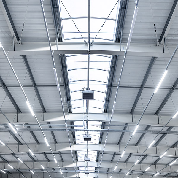 Lighting solutions in a warehouse environment.