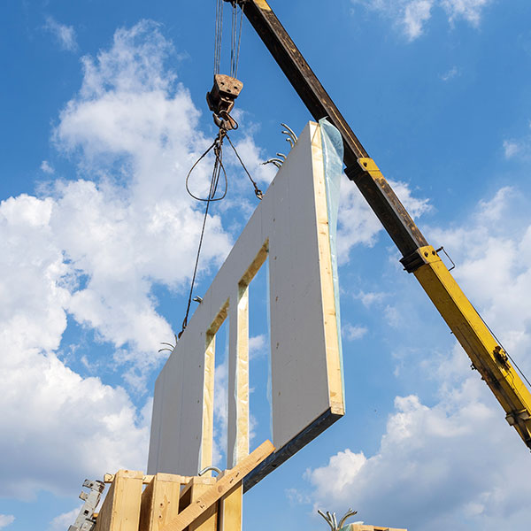 Manufactured structures building crane