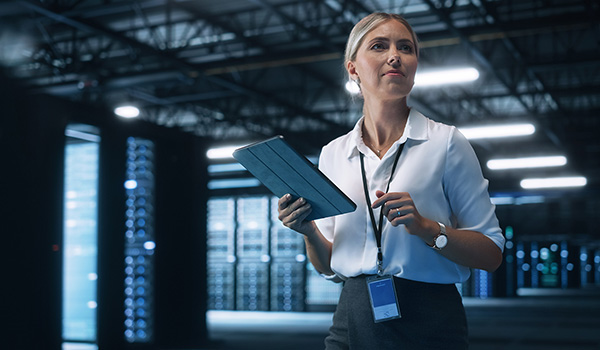 Engineer in data center.