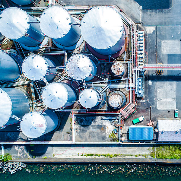 Aerial view of oil refinery
