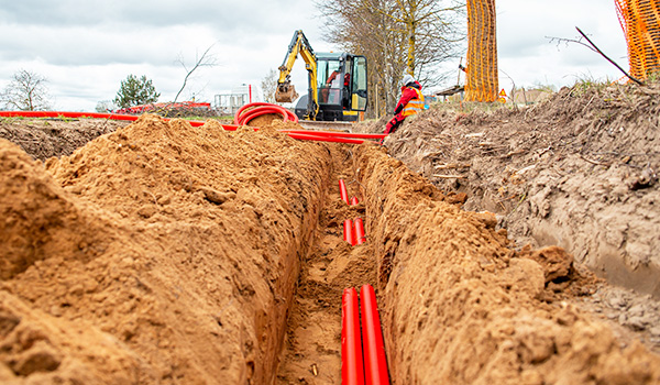 Cables buried underground on street