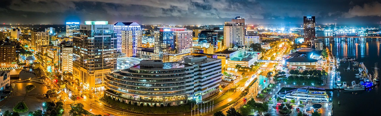 Aerial panorama of Norfolk Virginia