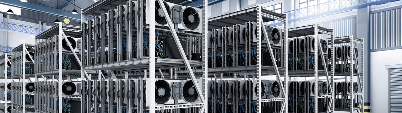 GPUs on racks in bright facility