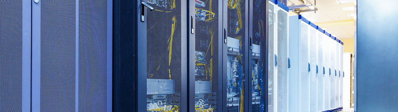 Rows of data center cabinets