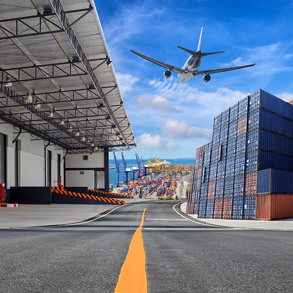 Supply chain management shipping container yard.