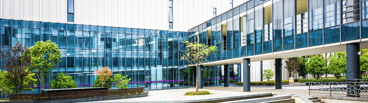  Modern office building courtyard and corridor