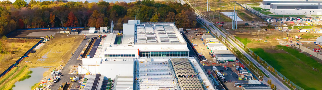 Aerial view of data center footprint