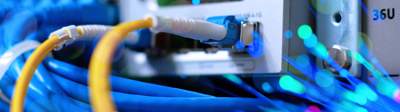 Fiber optic cables closeup