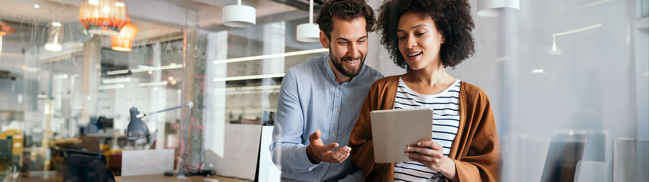 Wireless office building employees using portable device.