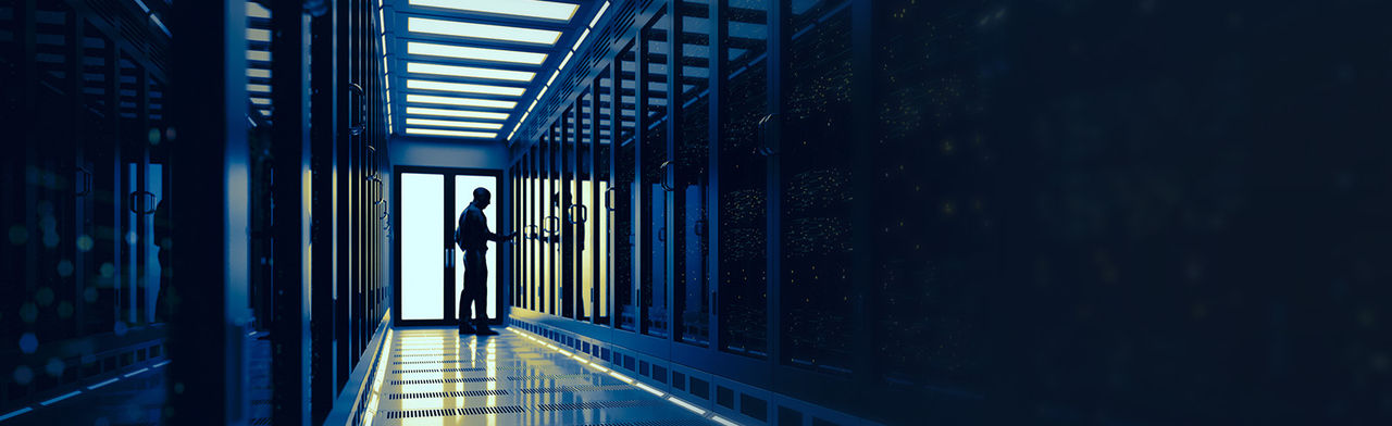 Data center aisle dark