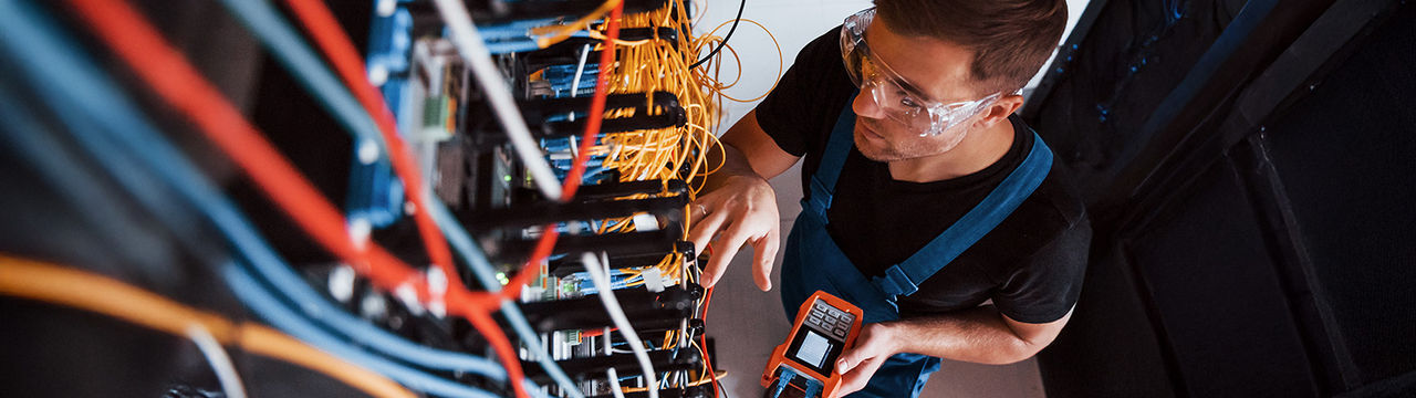 Engineer in data center.