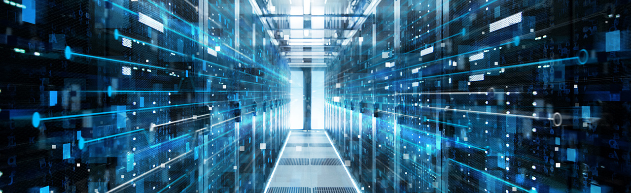 Blue data center lights