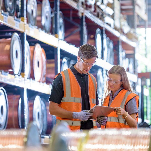 woman man copper reel warehouse
