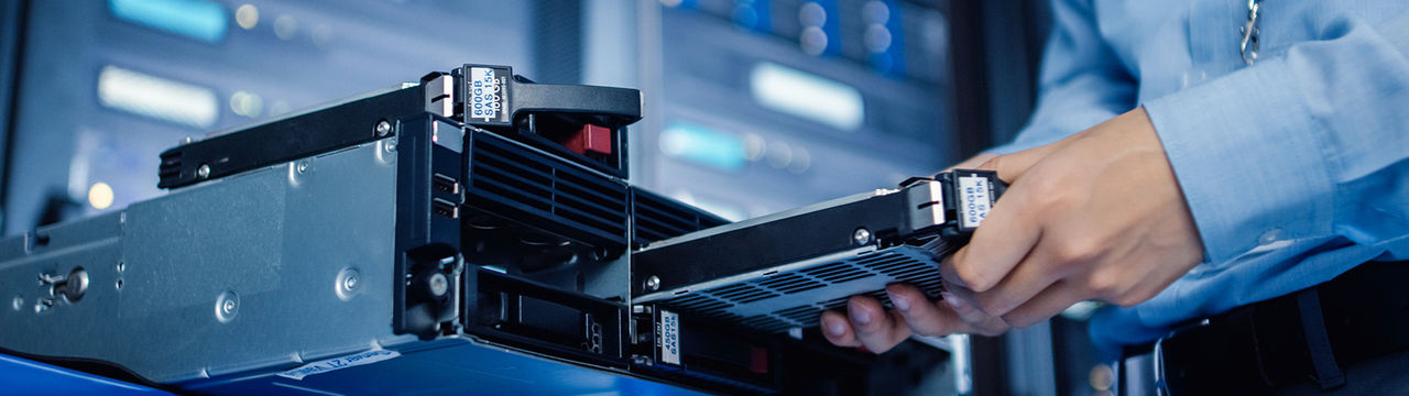 Person at data center