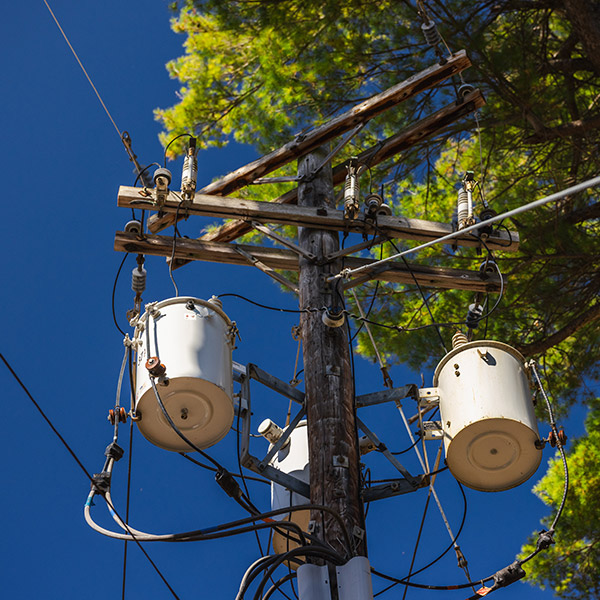 Utility line in rural area.