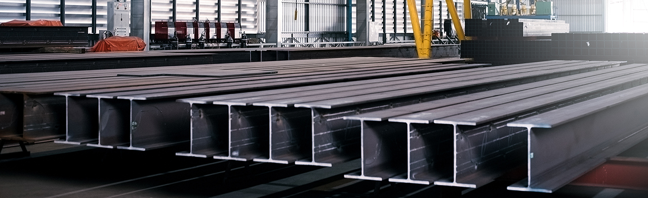 Metal beams in factory